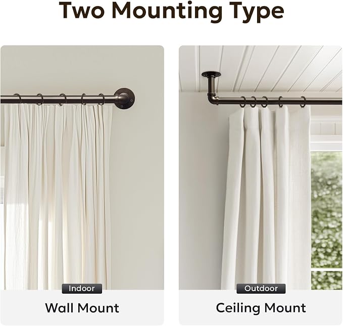 Zeerobee Curtain Rods for Windows 48 to 84, 1 Inch Industrial Wrap Around - Image 5