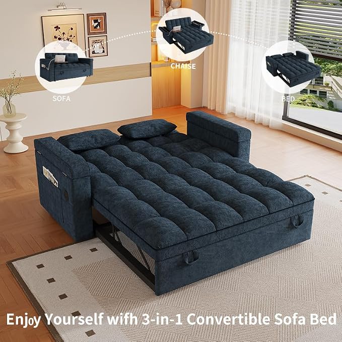 3 in 1 Convertible Sleeper Sofa, 65in Sleeper Couch - Image 9