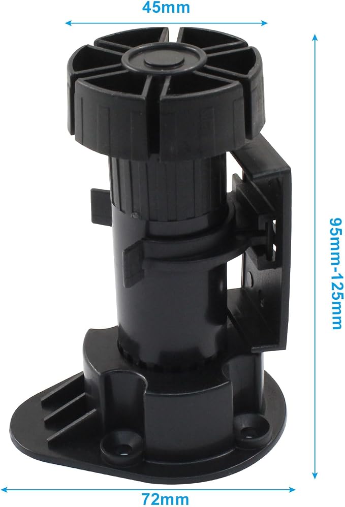 Jiozermi 4 Pack Black Plastic Cabinet Legs, Adjustable Furniture Feet - Image 2