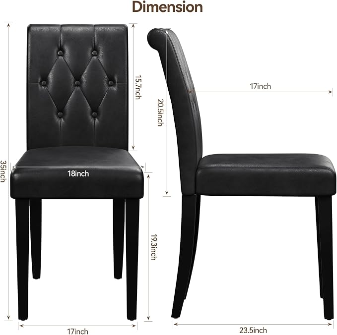 Welzona Upholstered Dining Chairs Set of 6, Button Tufted Parsons Dining Chair - Image 3