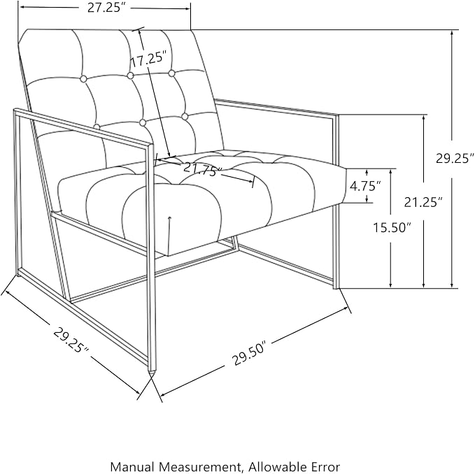 Glitzhome Mid Century Modern Accent Chair, Modern Living Room Chairs - Image 2