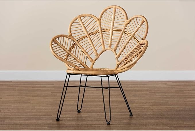 Maykoosh Bohemian Natural Brown Vintage Vogue and Black Metal Accent Chair - Image 5