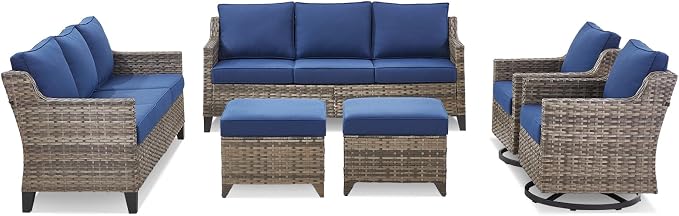 Outdoor Patio Furniture Set-6 Piece High Back Outdoor Furniture Set Sectional - Image 9