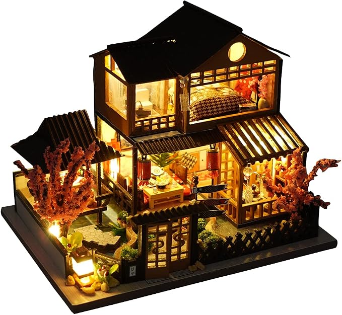 TOPBSFARNY Miniature Wooden Dollhouse Japanese House DIY Doll House Kit Villa - Image 2