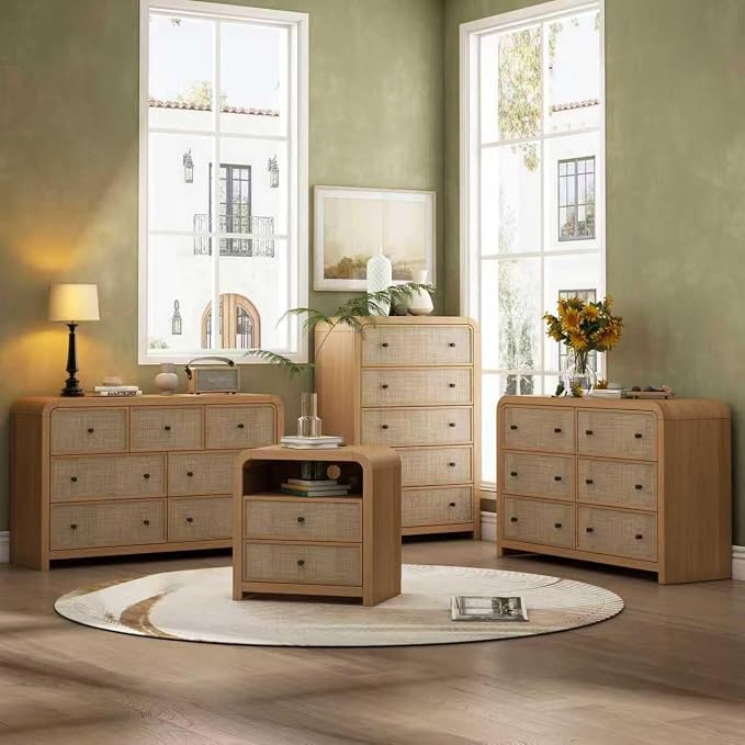 Oak&Sparrow Rattan Nightstand Set of 2, 23.6'' Rattan End Table - Image 3