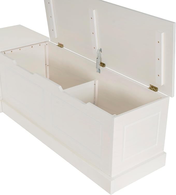 Linon Harris White Solid Pine Backless Nook - Image 18