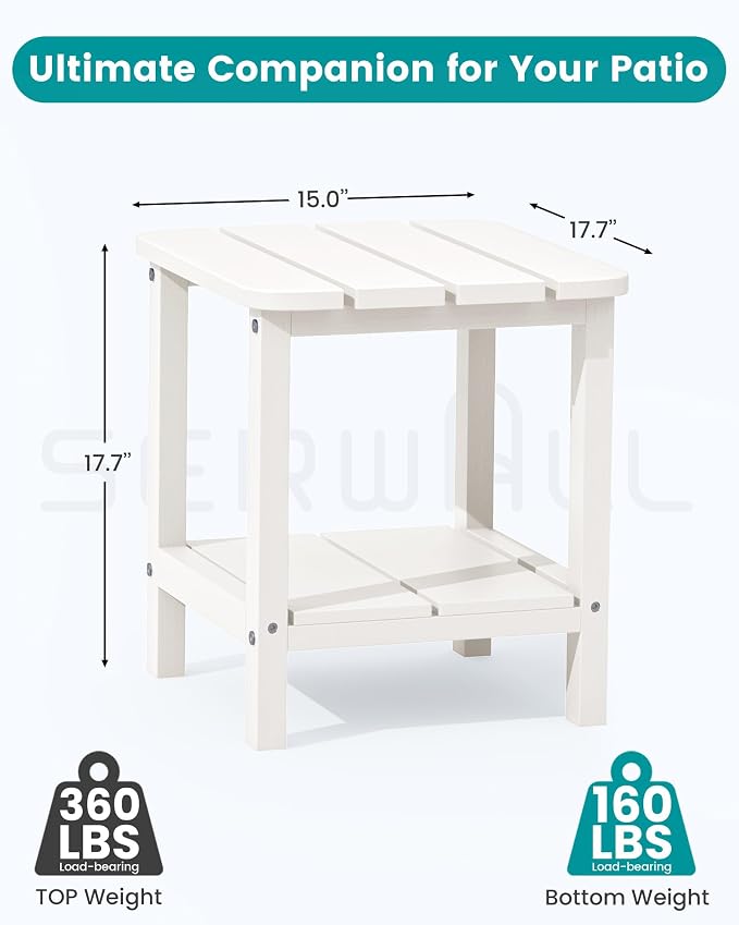 SERWALL Double Adirondack Side Table Set of 6, End Table- White - Image 2