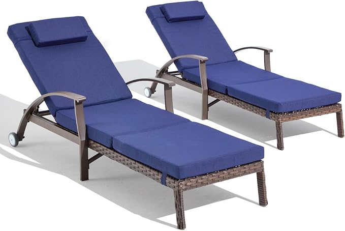 Outdoor Chaise Lounge Chairs Set of 2 by Unknown