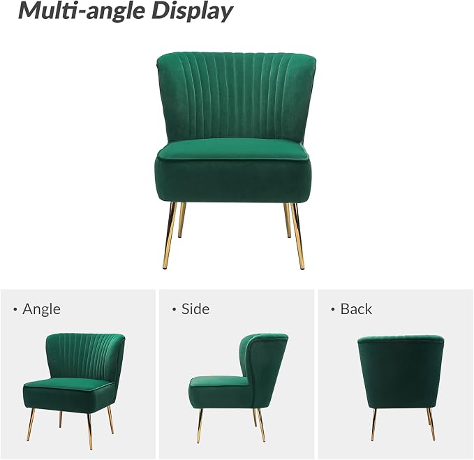 HULALA Home Velvet Accent Chair, Modern Upholstered Cute Side Chair - Image 9