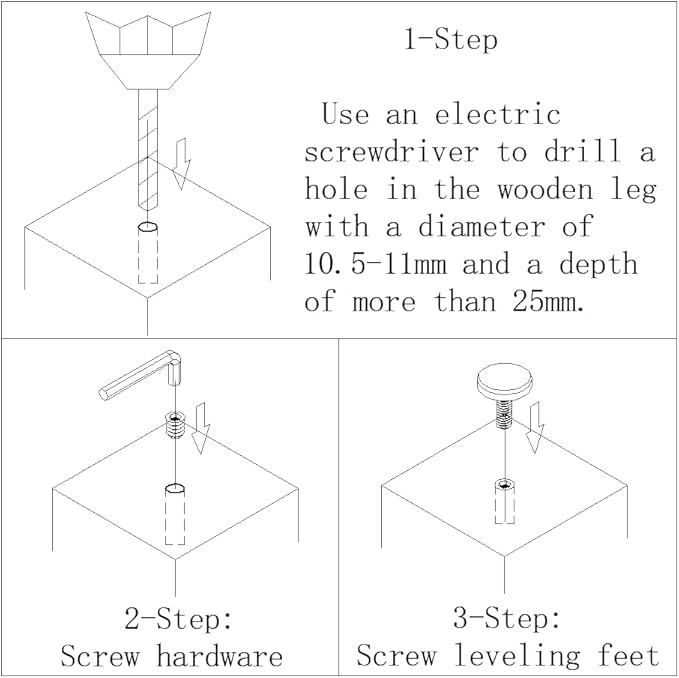 5/16" Thread Furniture/Table/Chair/Bar Stool Feet Levelers Screw On - Image 3