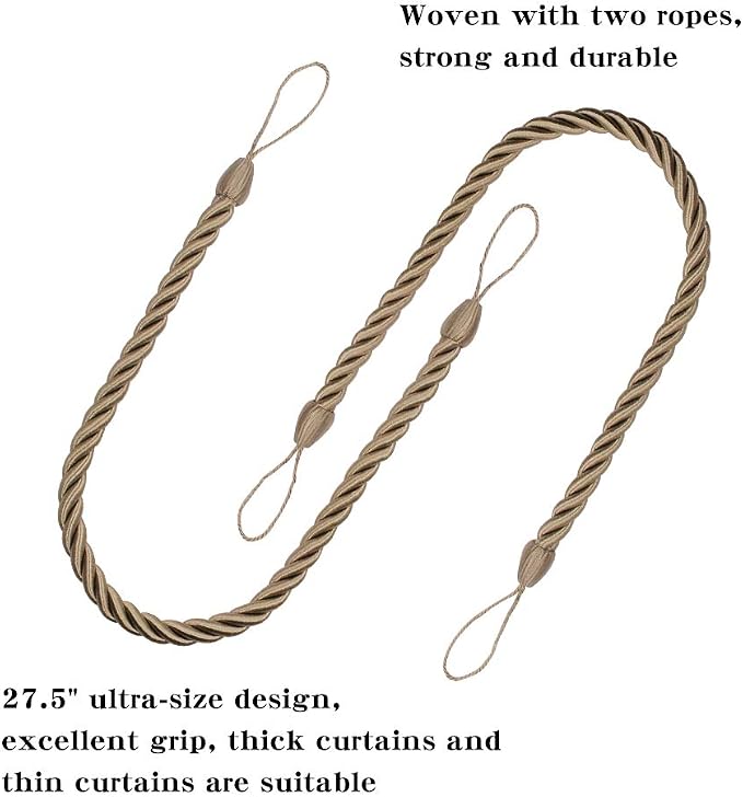 BEL AVENIR Curtain Rope Tiebacks, Drapery Rope Holdbacks - Image 3