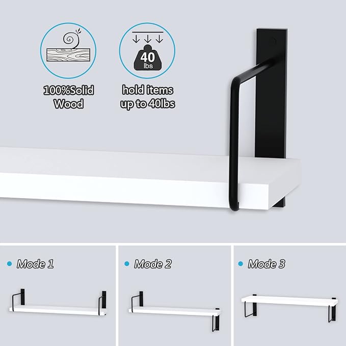 Floating Shelves, 24 Inches Easy to Install Wall Mounted Shelves, Rustic Wood - Image 5