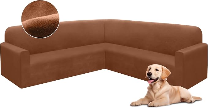 HDCAXKJ Corner Sectional Couch Covers Velvet Stretch L Shape Sofa Cover Soft by HDCAXKJ