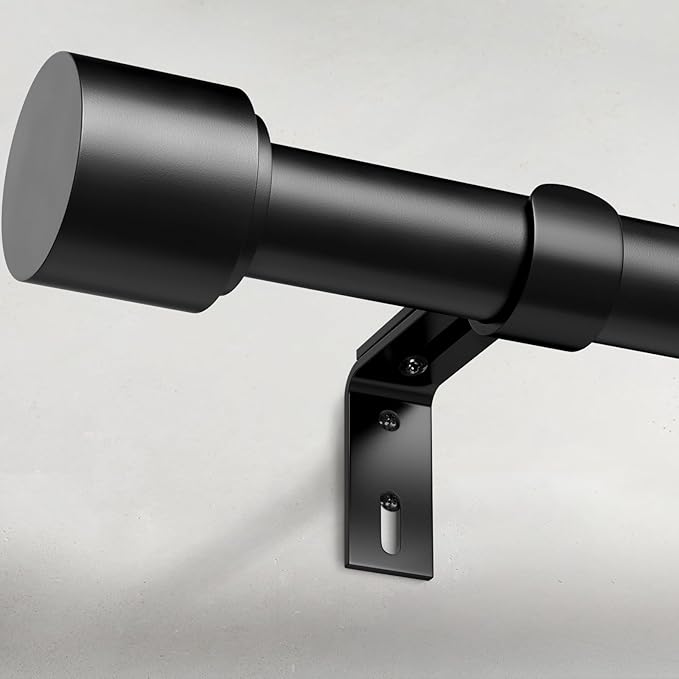 GEEBOBO Black Curtain Rods for Windows 66 to 120 Inch, 1 Inch Adjustable Heavy by GEEBOBO