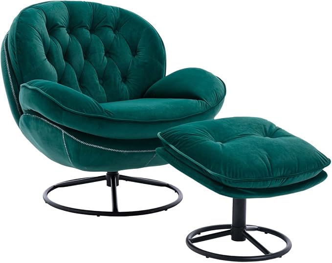 TRIPLE TREE Modern Accent Chair, Mid-Century Lounge Chair and Ottoman Set - Image 6