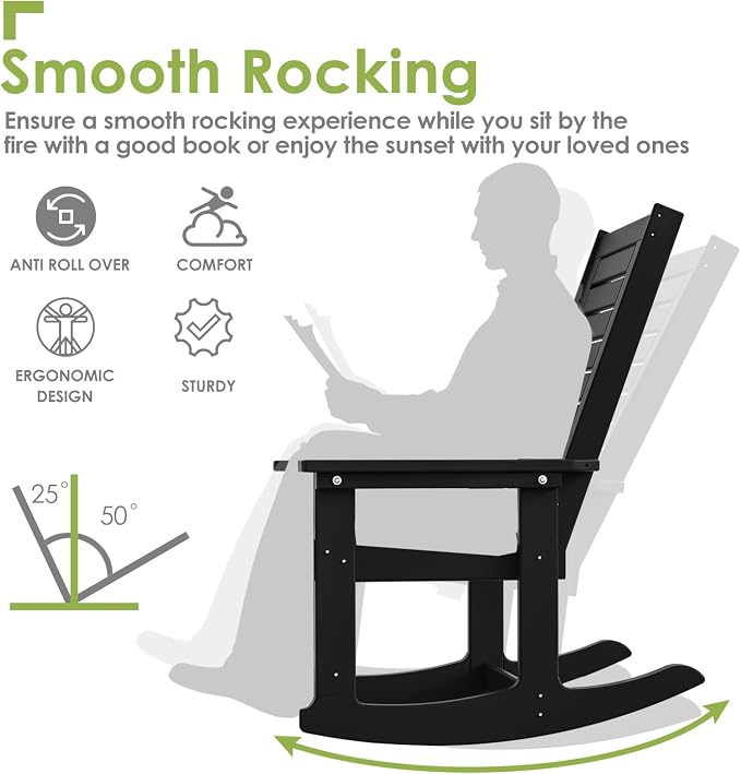 GREENVINES Outdoor Rocking Chair Set | 3-Piece | 2 Rocking Chairs - Image 5