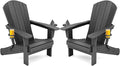 SERWALL Foldable Adirondack Chair Set of 2, HDPE Adirondack Chair by SERWALL