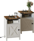 Fameill Farmhouse End Tables Set of 2, Nightstands by Fameill