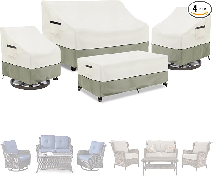 Patio Furniture Covers 4 Piece Set, 600d Heavy Duty Outdoor Furniture Covers by LSongSKY
