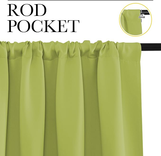 NICETOWN Blackout Curtains for Bedroom, Fresh Green, 1 Pair, 62 by 63-inch - Image 2