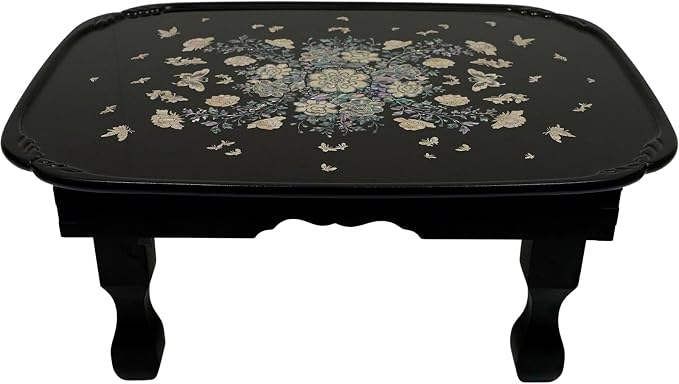 February Mountain Mother of Pearl Folding Table Handmade Bedroom Table - Image 3