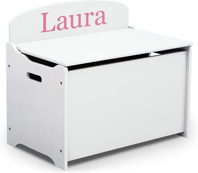 Delta Children Personalized MySize Deluxe Toy Box, Bianca White - Image 5