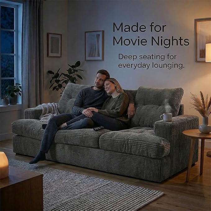 85" Corduroy 3 Seater Sofa in a Box, High-Density Foam Couch, No Assembly - Image 7