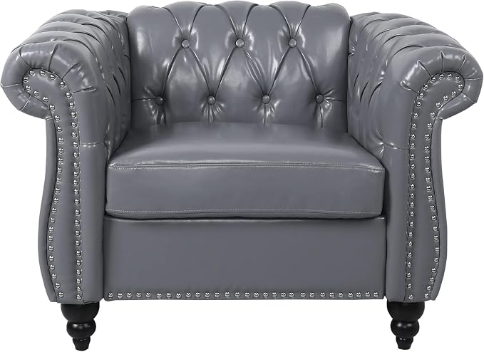 Mid-Century Sofa Chair, Faux Leather Accent Chair - Image 7