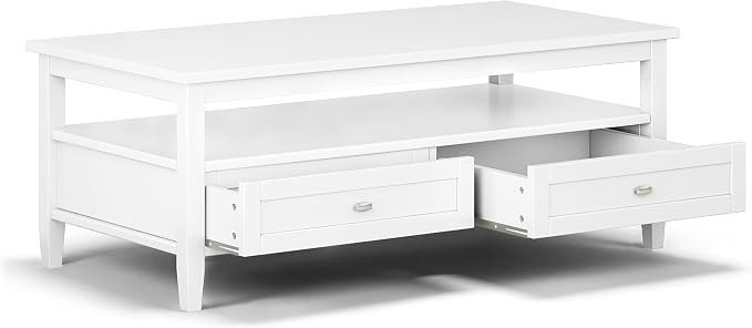 SIMPLIHOME Warm Shaker Solid Wood Transitional-Style 48-inch Wide Coffee Table - Image 2