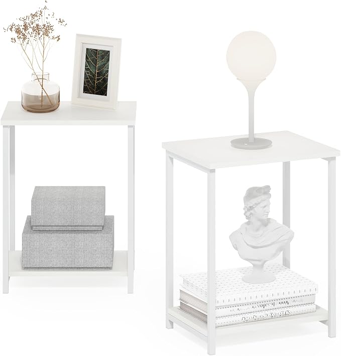 Furinno Simplistic Side Table Set of 2, 2-Tier Modern Metal Frame End Table by Furinno-FitsYourSpaceFitsYourBudget