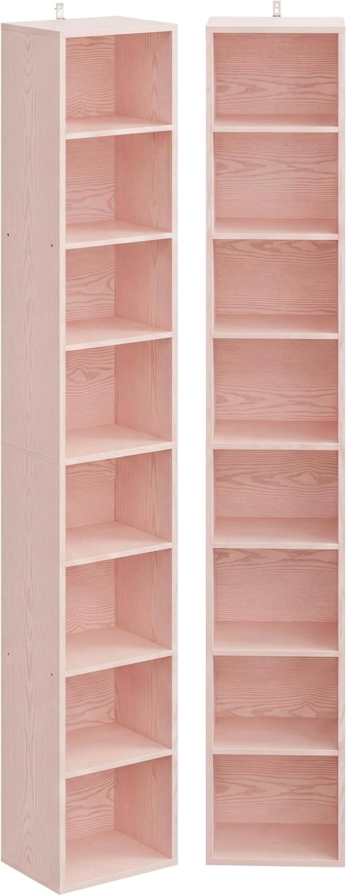 IRONCK Tall Narrow Bookshelf 8 Tiers 71in Set of 2, Compact Corner Bookcase by IRONCK