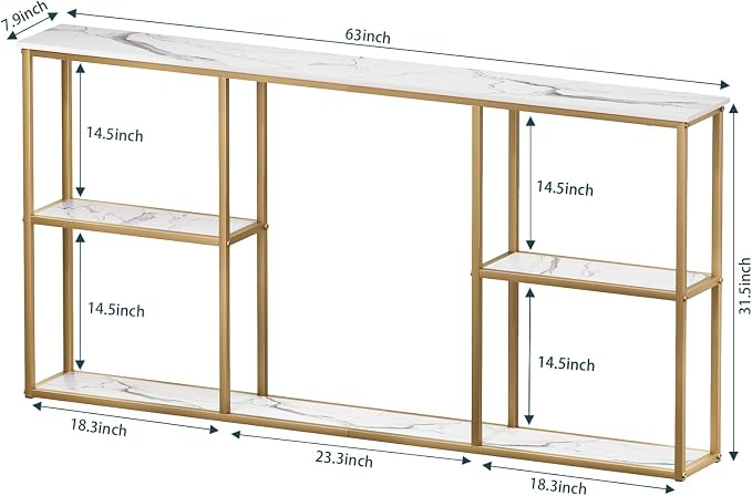 WOHOMO Gold Console Table, 3-Tier Small Entryway Table - Image 3