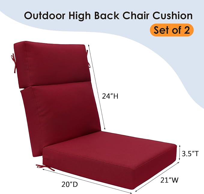 Unimatta Outdoor High Back Chair Cushion Seat Pads, 44 x 21 Inch - Image 5
