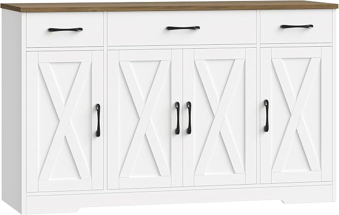 HOSTACK Buffet Cabinet with Drawers, Modern Farmhouse Coffee Bar Station Wood by HOSTACK