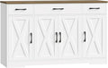 HOSTACK Buffet Cabinet with Drawers, Modern Farmhouse Coffee Bar Station Wood by HOSTACK