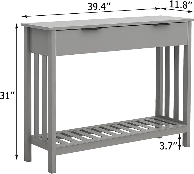 TaoHFE Entryway Table with Storage, Modern Sofa Table with Slatted Frame - Image 2