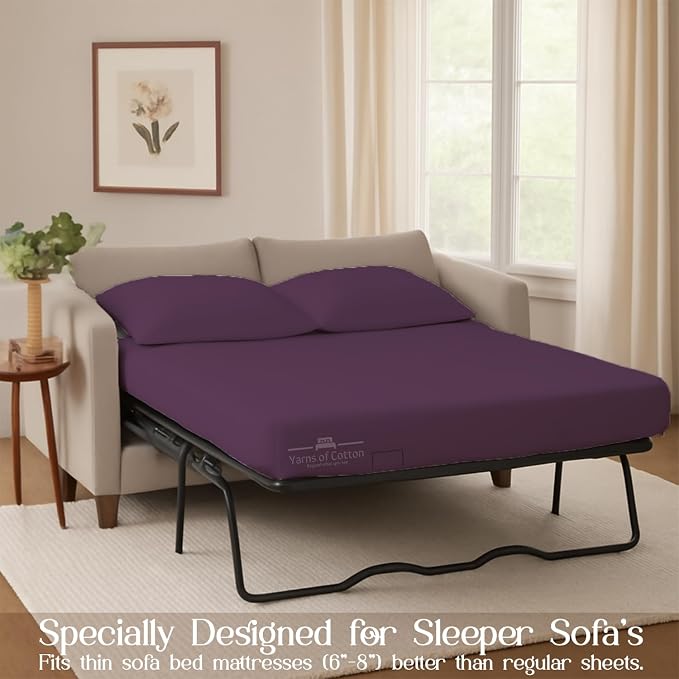 Sleeper Sofa Bed Sheet, 100% Cotton 400 Thread Count, 4 Piece Set, Deep Pocket - Image 3