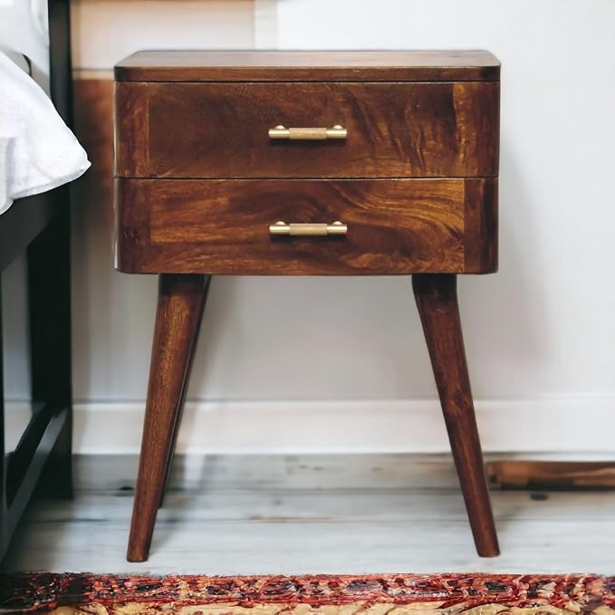 Scandinavian Design Chestnut T-Bar Nightstand - Image 2