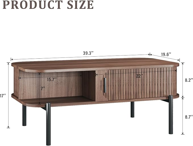 Coffee Table, 39.4" Mid Century Modern Coffee Tables - Image 2