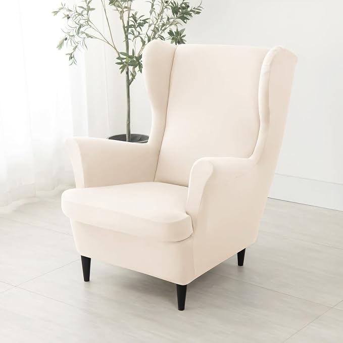HAOYONG Wing Chair Slipcovers Waterproof Spandex Wingback Chair Covers 2 Pieces - Image 2