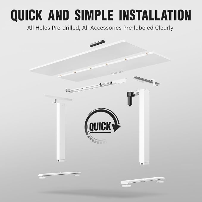 Veken 63x23.6 Inch Large Electric Standing Desk, Heights Adjustable, Sit to - Image 4