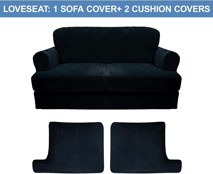 CUCRAF T Cushion Sofa Cover 3 Piece Loveseat Slipcovers, Soft Thick Velvet - Image 5