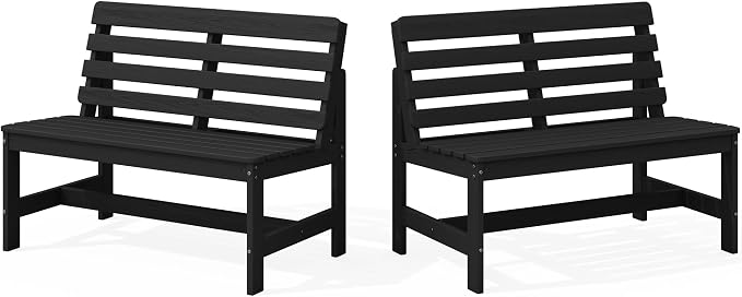SERWALL Outdoor Bench, All Weather HDPE Outdoor Benches, 2-Person Armless Porch by SERWALL