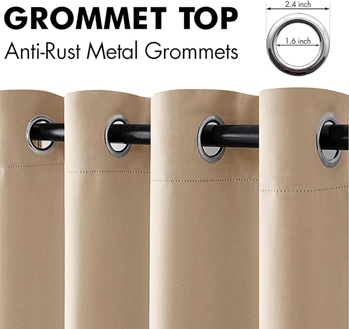 MIULEE Blackout Door Curtain Set of 2, 34 x 80 Inch Beige Thermal Insulated - Image 8