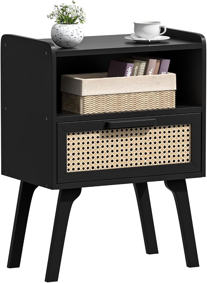 Lerliuo Rattan Nightstand, Bedside Table by Lerliuo