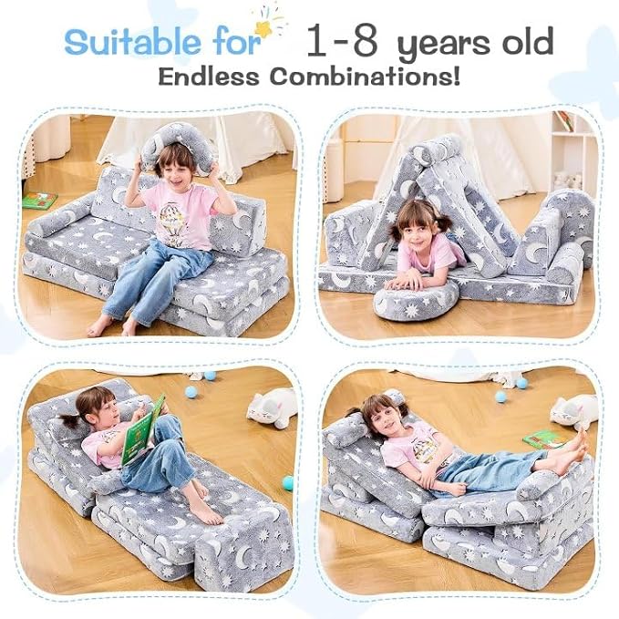 IFNOW Modular Kids Play Couch, Convertible & Washable Toddler Foam Couch Kids - Image 3