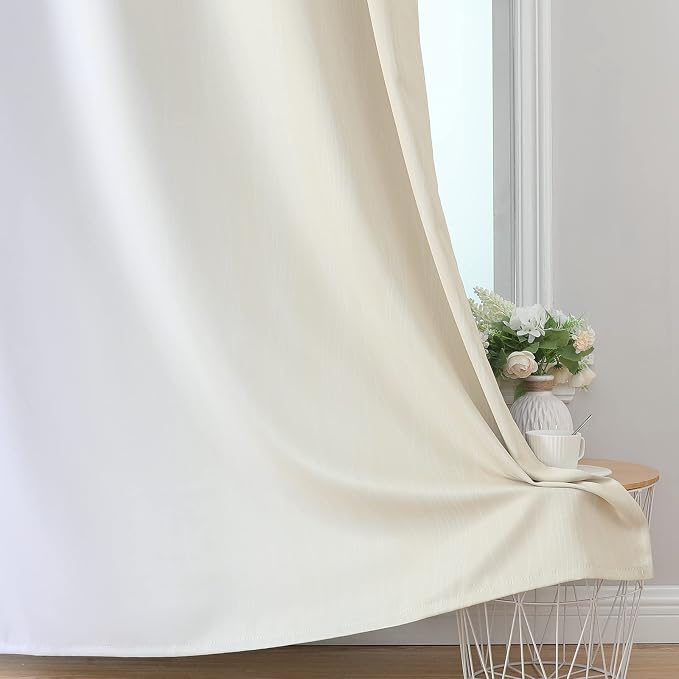 Estelar Textiler Beige and Greyish White Ombre Blackout Curtains 90 Inch Length - Image 6