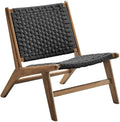 Modway Saoirse Woven Rope Wood Accent Lounge Chair in Walnut Black by Modway
