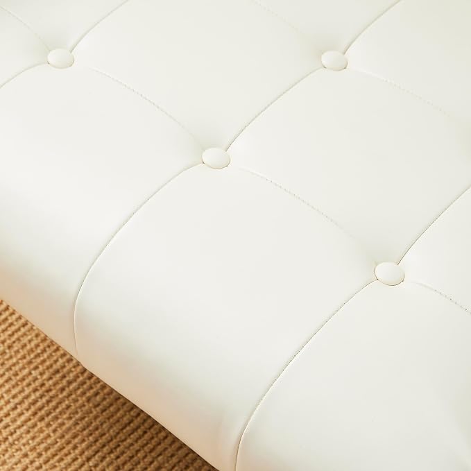 Glitzhome Mid Century White Accent Chair, Modern Living Room Armchairs - Image 9