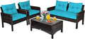 Tangkula 4 Piece Patio Furniture Set, Outdoor Wicker Conversation Set by TANGKULA